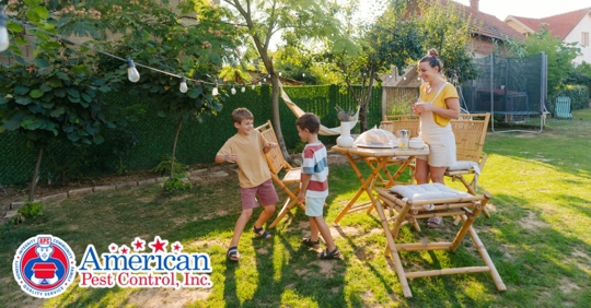 Family in backyard