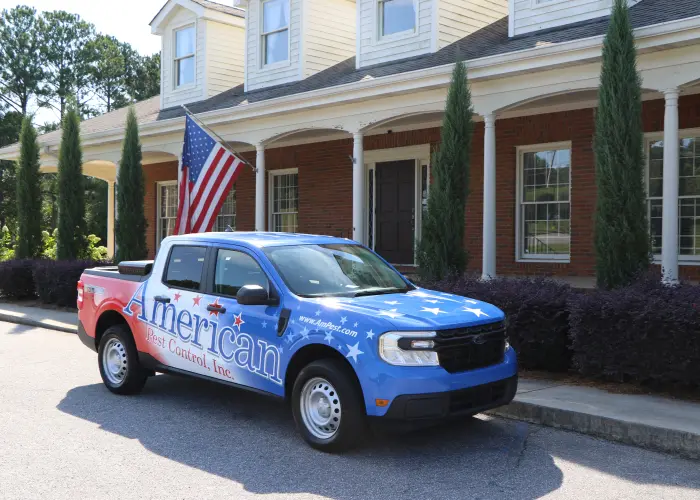 An American Pest Control, Inc. service truck before stink bug control in Athens, GA