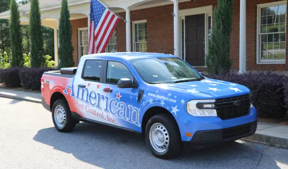American Pest Control, Inc. service truck in front of their main headquarters in Athens, GA