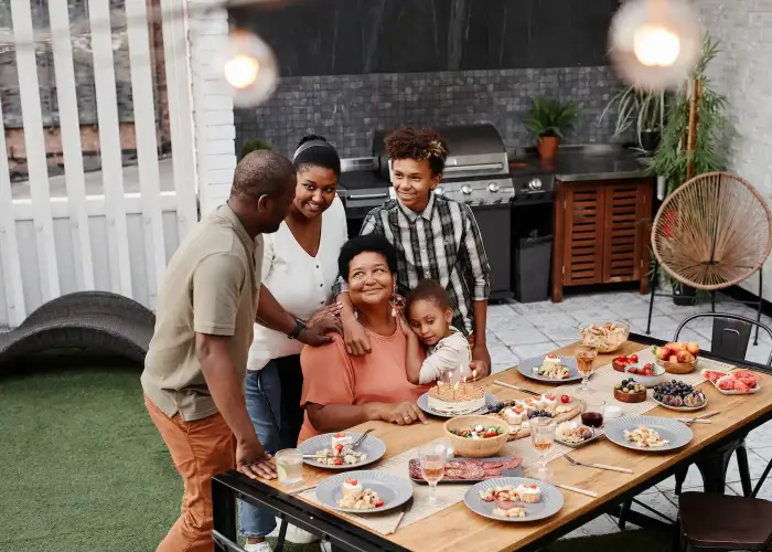 Backyard dinner party made comfortable with mosquito treatment from American Pest Control